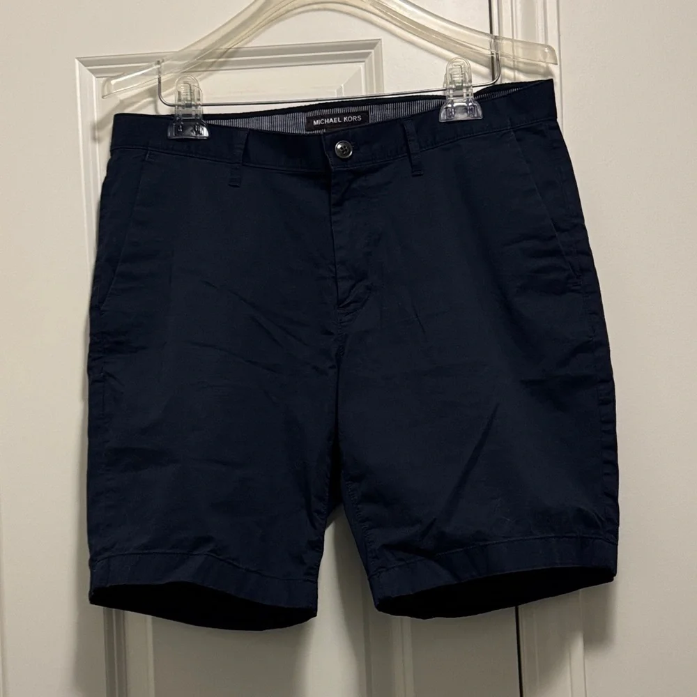 Michael Kors Men's Dark Blue Flat Front Shorts